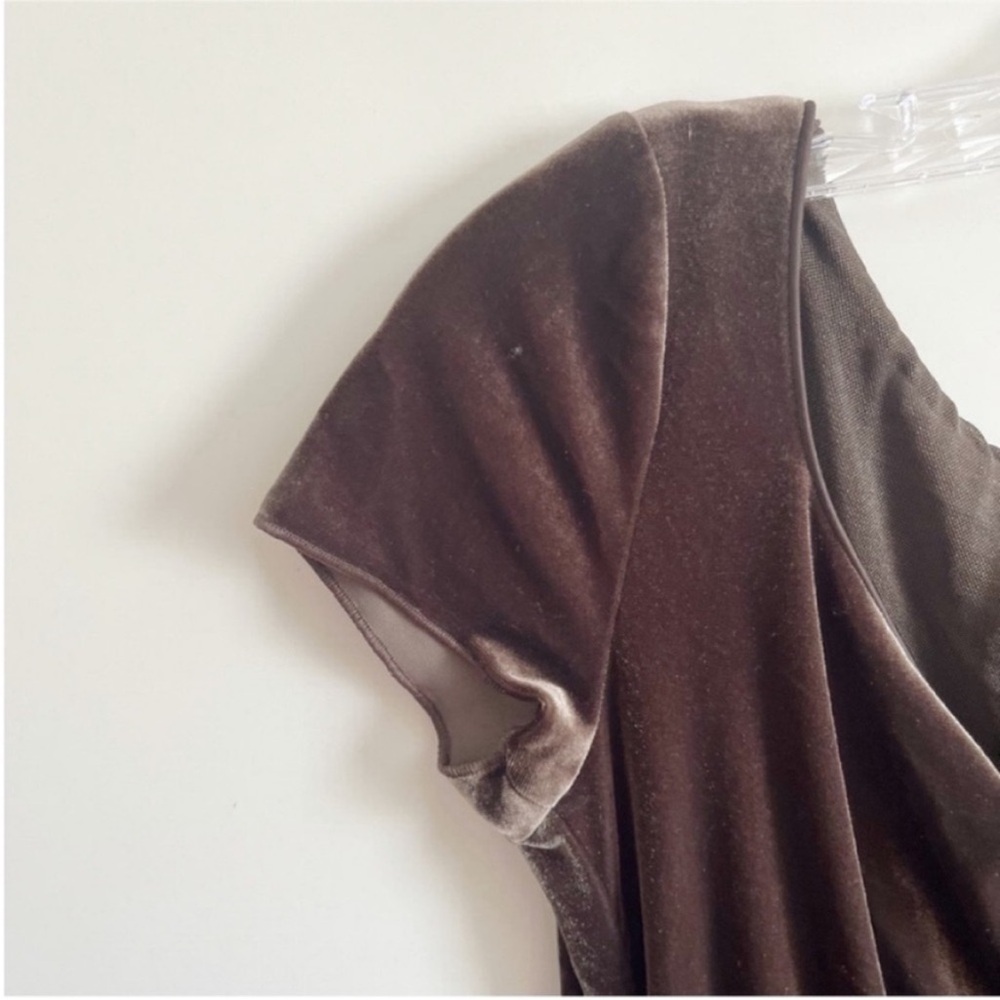 Armani Collezioni dress brown velvet ruched vintage designer fitted - Picture 4 of 8